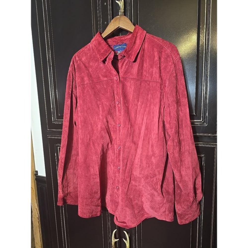 Charter Club 100% Leather Button Up Burgundy Jacket, Coat ,shirt XL
